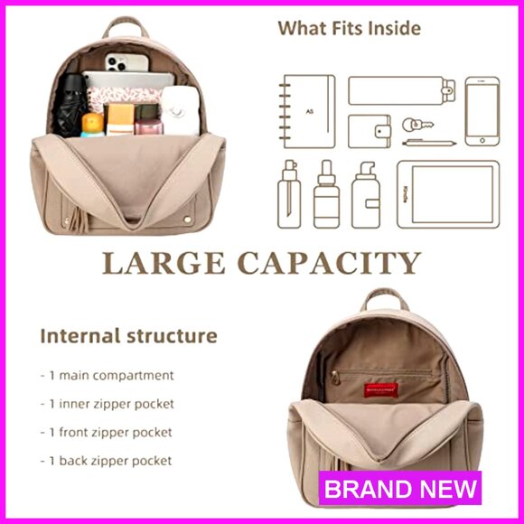 Medium Anti-Theft Backpack Purse with Secured Zipper & Tassel main image 5